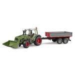 Fendt vario 211 avec chargeur frontal et remorque � ridelle vert