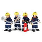 Figurines en bois pompiers bleu