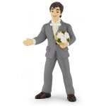 Figurine du mari au bouquet gris