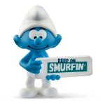 Figurine schtroumpf avec panneau smurfin bleu Figurine schtroumpf avec panneau smurfin bleu