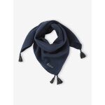 Foulard uni personnalisable  pompons fille en coton bio marine