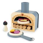 Four � pizza en bois beige, rouge, rose