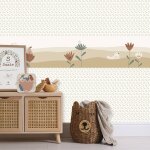 Frise papier peint lili - rose multicolore