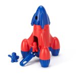 Fus�e �cologique avec capsule et astronautes jouet spatial en plastique recycl� rouge bleu