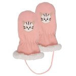 Gants 2 / 4 ans en polaire, doubl�s imitation fourrure, reli� par un cordon rose