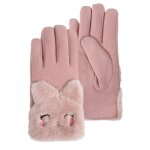 Gants doublés en imitation fourrure rose Gants doublés en imitation fourrure rose