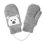 Gants motif ours - doublées fausse fourrure gris Gants motif ours - doublées fausse fourrure gris