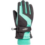 Gants de ski motif / style logo brise gris fonc� chin� / turquoise