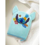 Gant de toilette disney ludique brod� t�te de stitch bleu ciel