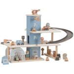 Garage en bois multi - niveaux bleu, marron blanc Garage en bois multi - niveaux bleu, marron blanc