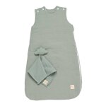 Gigoteuse bb hiver en double gaze de coton et son doudou mouchoir vert