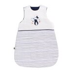 Gigoteuse bb hiver naissance en double gaze de coton marinire - baby sailor blanc / bleu