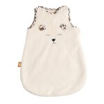 Gigoteuse bébé naissance hiver en sherpa et détails léopard ecru Gigoteuse bébé naissance hiver en sherpa et détails léopard ecru