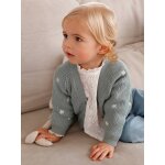 Gilet bb brod en ctes anglaises vert d'eau