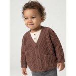 Gilet b�b� col v en maille grosse jauge chocolat