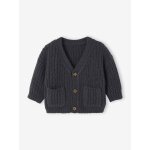 Gilet bb col v en maille grosse jauge gris ardoise