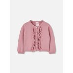 Gilet b�b� fille en maille � volants rose