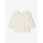 Gilet b�b� maille ajour�e blanc