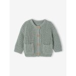 Gilet b�b� en maille grosse jauge vert sauge