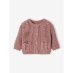 Gilet bb en maille grosse jauge vieux rose