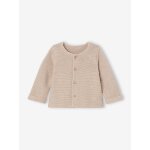 Gilet bb naissance maille point mousse beige chin