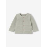 Gilet bb naissance maille point mousse vert sauge