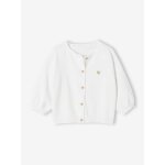 Gilet b�b� en tricot broderie coeur blanc