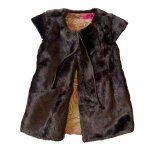 Gilet de berger long fausse fourrure r�versible velours capucine marron rose