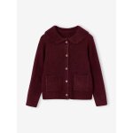 Gilet col boutonn� fille bordeaux