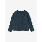 Gilet col fantaisie ajour fille bleu ptrole