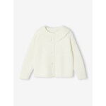 Gilet col fantaisie ajour fille cru