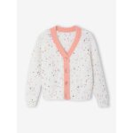 Gilet col v maille fantaisie fille multicolore Gilet col v maille fantaisie fille multicolore