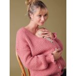 Gilet femme devant / dos en maille perle grossesse et allaitement bois de rose
