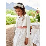 Gilet fille bolro maille pointelle crmonie cru