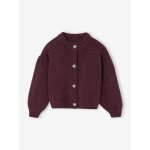 Gilet fille boutons bijoux prune