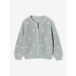 Gilet fille fantaisie en c�te perl�e bleu gris�