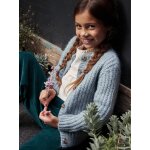 Gilet fille loose maille mousseuse bleu ptrole