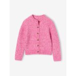 Gilet fille loose maille mousseuse rose