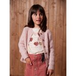 Gilet fille loose maille mousseuse rose poudr