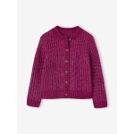 Gilet fille loose maille mousseuse violine