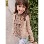 Gilet fille maille ajoure noeuds fantaisie moka