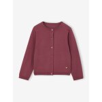 Gilet fille maille fine basics prune