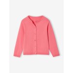 Gilet fille maille fine basics rose bonbon