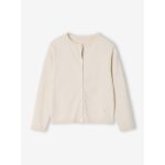 Gilet fille en maille fine beige chin