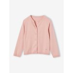 Gilet fille en maille fine blush