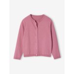 Gilet fille en maille fine bois de rose
