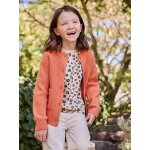 Gilet fille maille fine mousseuse corail