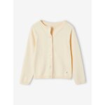 Gilet fille en maille fine vanille