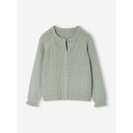 Gilet fille en maille mousseuse ajour�e vert sauge