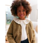 Gilet fille en maille mousseuse olive